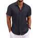Men's Clothing Men's Striped Shirt Summer Men's Casual Lapel Breathable Short Sleeved Shirt Tops_viptrois.com