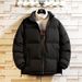 Men's Winter Fleece Lined Puffer Jacket With Stand-Up Collar, Thickened Warm Coat For Outdoor Activities, Unisex Thermal Parka _viptrois.com