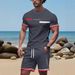 Printing Summer Printing Short Sleeved Casual Sports T Shirt Set Men's 3D Digital Set_viptrois.com