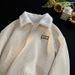 Loom Corduroy Polo Collar Sweatshirt Autumn And Fleece-Lined Thickened Lamb Wool Jacket Men's Winter Hong Kong Style Youth_viptrois.com