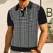 Men's Summer High end Ice Cool Silk Knitwear Thousand Bird Grid Jacquard Business Polo Shirt SY0199_viptrois.com
