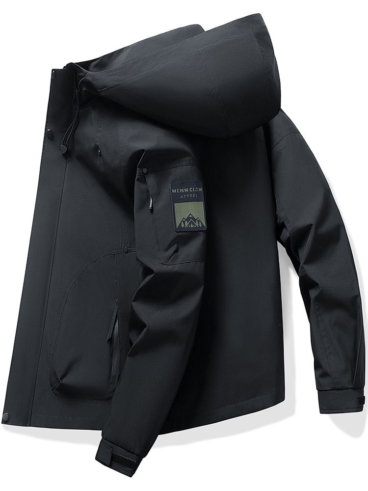 Men's Lightweight Utility Jacket – Waterproof Hooded Windbreaker With Zippered Pockets (M-5XL, Quick-Dry Polyester, Adjustable Drawstrings)_viptrois.com