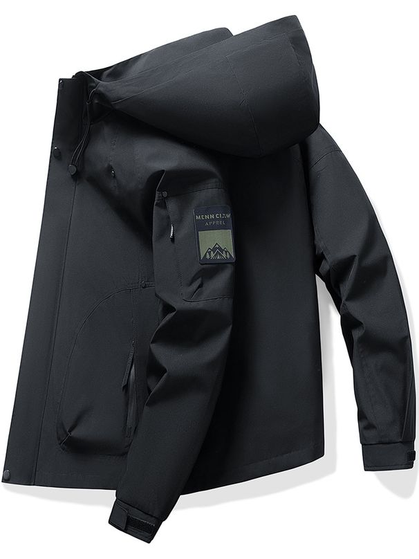 Men's Lightweight Utility Jacket – Waterproof Hooded Windbreaker With Zippered Pockets (M-5XL, Quick-Dry Polyester, Adjustable Drawstrings)_viptrois.com
