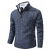 Loom Foreign Trade Autumn Winter New European And American Men's Half-Zip Pullover Knitted Fleece Lined Thickened Warm Base_viptrois.com