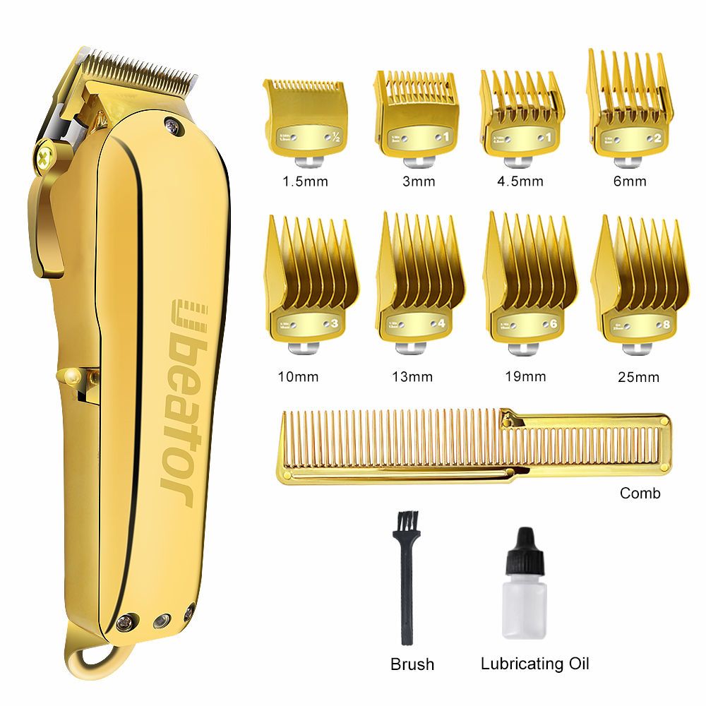 Ubeator Hair Cutting Hine Gold Metal Barbershop Cutter Haircut Cordless Clipper Hair Trimmer 100-240V Cut Electric_viptrois.com