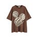 Men's Clothing summer street fashion brand dice theme washed old oversize short sleeved T shirt_viptrois.com