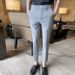 Men's Summer Slim Fit Dress Pants, Breathable & Wrinkle-Resistant, Straight Cut Casual Office Trousers (Black/Gray/Navy)_viptrois.com