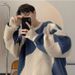 Pure Color-Block Pullover For Men Trendy Design Niche Couple Knitwear Ins Japanese Retro Lazy Style Knitted Sweater_viptrois.com