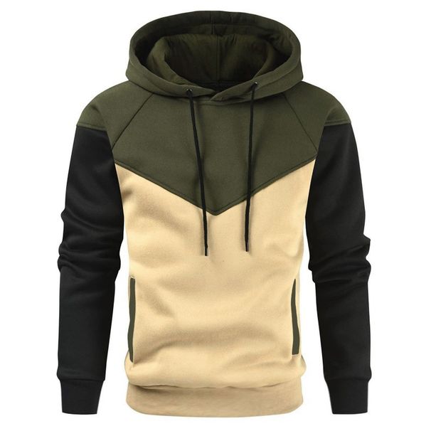 Autumn And Winter Loose Velvet Warm Casual Sports Pullover Long Sleeve Men's Color Matching Hoodie Sweater_viptrois.com