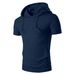 Men's Clothing New Summer Solid Color Hooded Short Sleeved Shirt Casual Sports T Shirt Outdoor Fitness Top_viptrois.com