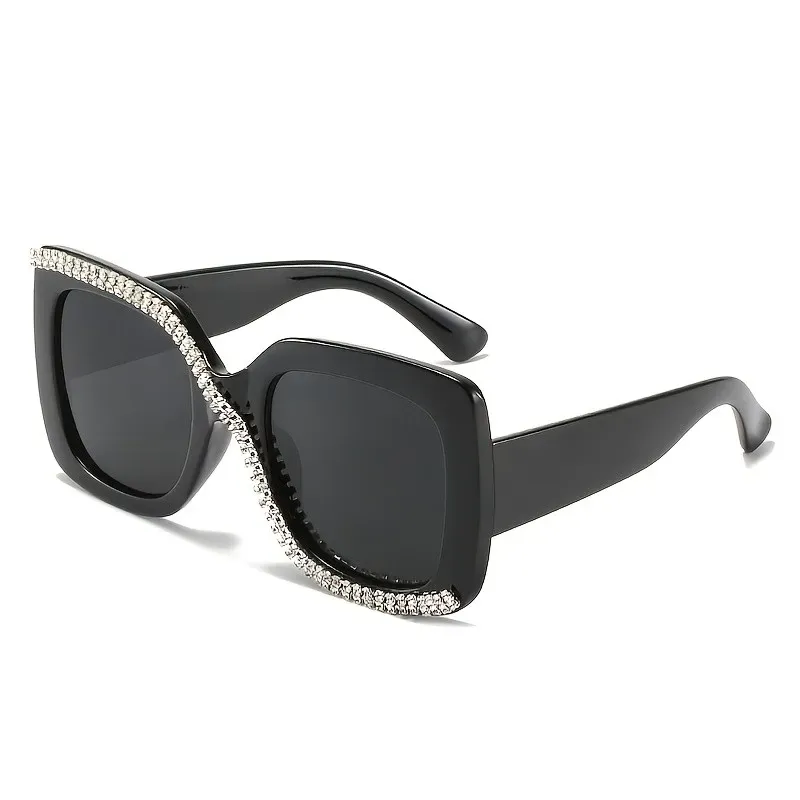 Special Design Color With Crystals Big Frame Rhinestone Bling Trendy Fashionable Sunglasses_viptrois.com