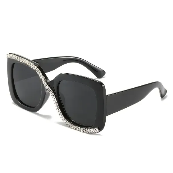 Special Design Color With Crystals Big Frame Rhinestone Bling Trendy Fashionable Sunglasses_viptrois.com
