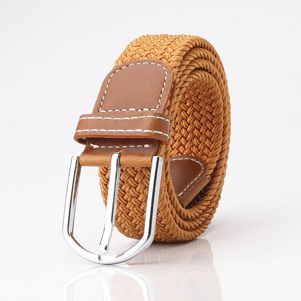 Popular elastic woven women's canvas belt, casual pin buckle women's trouser belt, men's elastic belt _viptrois.com