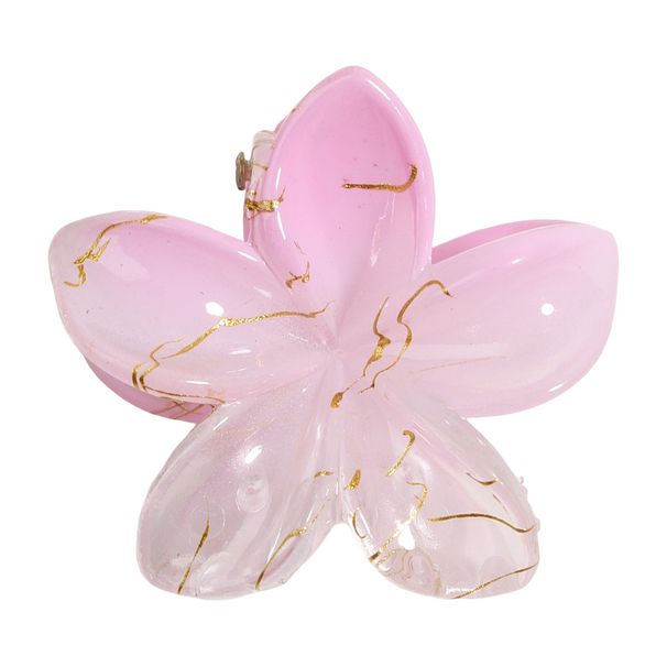 Luxury Gold Wire Drawing Plumeria Claw Clip - Small Size Bauhinia Hairpin For Braiding & Baby Hair - Premium Gold Strand Hair Accessory_viptrois.com