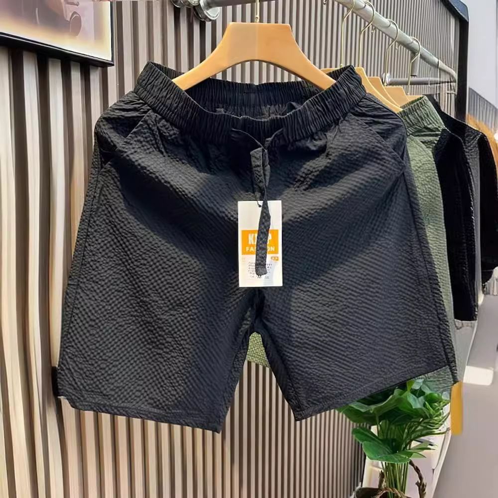 Men's Clothing Summer Neutral Style Seersucker Versatile Casual Shorts Couple Fashion Trend Loose Beach Shorts_viptrois.com