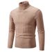 Men's Retro High Neck Sweater - Slim Fit Knit Pullover For Layering In Solid Colors (White, Black, Wine Red & More)_viptrois.com