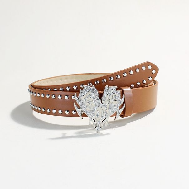Punk Style Studded Belt - Unisex PU Leather Waistband With Heart Buckle | Adjustable Gothic Belt For Jeans & Pants (1.5" Width, Black/Silver)_viptrois.com