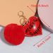 Bag Charm Hot Drilling Strawberry Heart Shaped Keychain Ladies Luggage Fur Ball Tassel Pendant Fashion Rhinestone Pendant Small Gift_viptrois.com