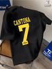 Maglietta Uomo Cotone 180g Stile Vintage Cantona Numero 7 Collo Tondo Traspirante Hip Hop Uso Quotidiano Vestibilità Regolare_viptrois.com