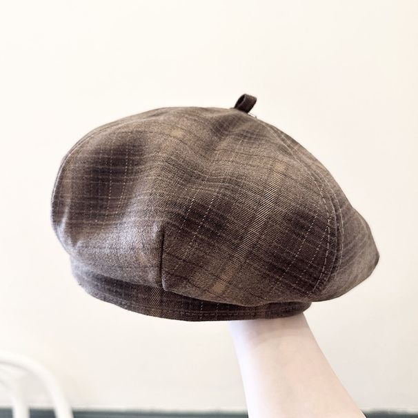 New Korean Dopamine Colorful Plaid Beret Women, Sweet British Style Artist Hat, Checkered Octagonal Hat For Autumn_viptrois.com
