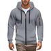 Pure TUME Foreign Trade Export Men's Soid Coor Hooded Sweatshirt 2025 Spring New Zipper Cardigan Jacket European Size_viptrois.com