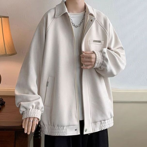Suede jacket, Spring and Autumn new style, cool and stylish, explosive street baseball jacket, trendy brand, loose casual lapel jacket_viptrois.com