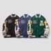 American Flocking Autumn And Winter Baseball Men's Trendy Brand Hip-hop Casual Couple Jacket Green Top Women_viptrois.com