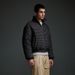 Men's Short Puffer Jacket – Winter Plaid Quilted Coat, Stand Collar Loose Fit Polyester Warm Outerwear (M-XXL, Black-Grey Check)_viptrois.com