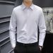 Men's Slim Fit Long Sleeve Dress Shirt - Business Casual Formal Wear, Wrinkle-Free & Breathable, Grey & White (Spring/Summer Collection)_viptrois.com