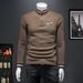 European Station Winter New Men's Fleece-Lined Thickened Youth Half-Turtle Neck Slim Fit Base Shirt Warm Top Trendy_viptrois.com