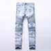 Loom Cross-Border Foreign Trade Jeans Personality Trendy European And American Wrinkled Slim Fit Stretch Men's Fashion_viptrois.com