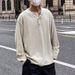 Men's Clothing Spring And Autumn Sweater Long Sleeve T Shirt Men's Fashion Brand Loose Casual American Retro Button Pullover Top_viptrois.com