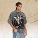 American-style Washed Purple Distressed Short-sleeve Men's Pure Cotton Loose-fit Casual T-shirt_viptrois.com