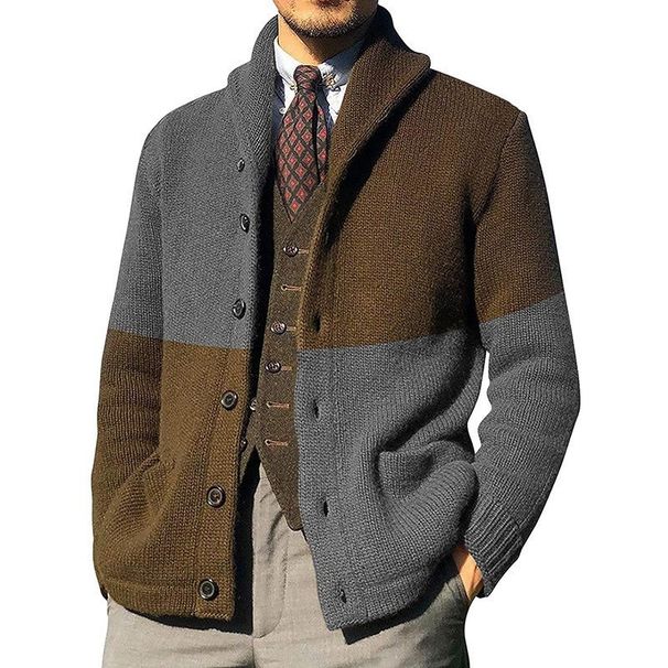 Pulse Me's Kitted Cardiga Color Block Butto Hoodless Jacket Europea Ad America Tredy Brad Casual Loose Sweater For_viptrois.com