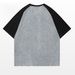 American Street Star Printed Pure Cotton Short Sleeved Summer Ins Trendy Brand Loose Splicing Contrasting Color Top_viptrois.com