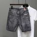 Men's Clothing Summer Thin Gray Ripped Denim Shorts Men's Style Slim Stretch Shorts Trendy Retro Pants_viptrois.com