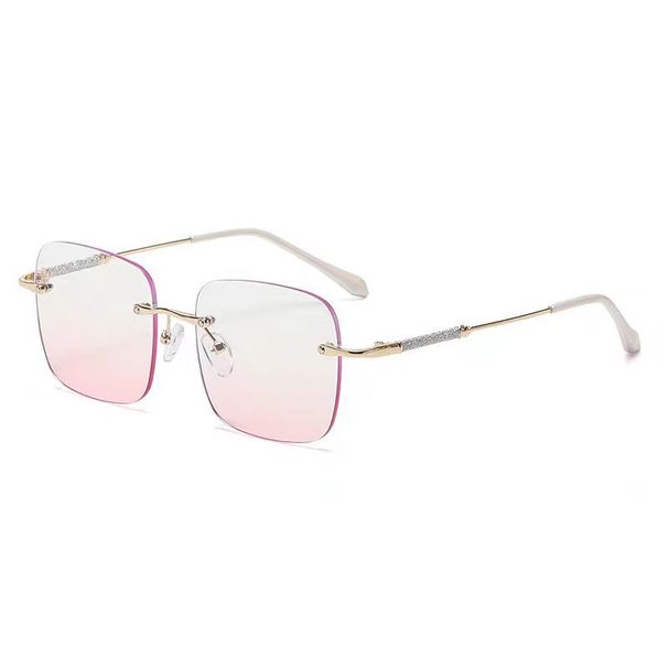 Women's Sunglasses Desire Blush Diamond Frameless Anti Blue Light Flat Glasses For Women Plain Makeup Decoration Street Shooting Glasses_viptrois.com