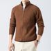 "Men's Textured Knit Cardigan – Stand Collar Drop Shoulder Sweater (Brown/Grey/Black/Navy, Sizes M-XXXL)"_viptrois.com
