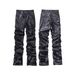 Men's Clothing High street style pleated niche design leather pants unisex same style brand loose wide leg straight long pants_viptrois.com