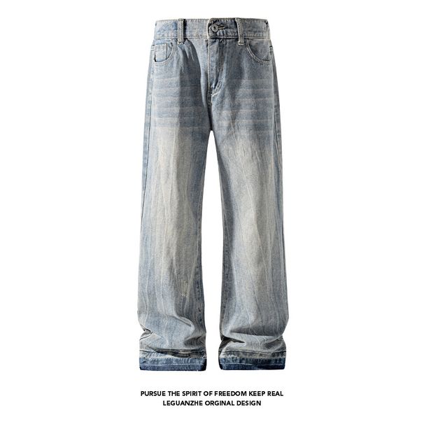 American Retro Lightning Pattern Flared Jeans For Men, Autumn Winter Trendy Brand, Stylish And Slimming, Plus Size,_viptrois.com