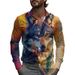 Starlit Sky Mens Casual Shirt Spring Single Breasted Lapel Design Loose Fit Comfortable Business Shirt Wolf Oil Painting 2025_viptrois.com