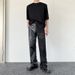 Men's Clothing leather pants men's trendy brand niche design letter embroidered straight pants elegant dark men's trousers_viptrois.com
