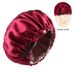 Double layer satin sleeping cap Invisible flat adjustable buckle silk solid color double sided wearable shower cap elastic hair cap_viptrois.com