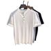 Men's Clothing High Grade Knitted Solid Color Pullover Button Short Sleeved T Shirt Men's Summer Korean Version Loose Henry Collar Polo Shirt Top_viptrois.com