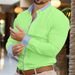 Men's Oversized Solid Color Lapel Long Sleeved Shirt Sporty Fashionable Clothing Button Design 8 Colors Available_viptrois.com