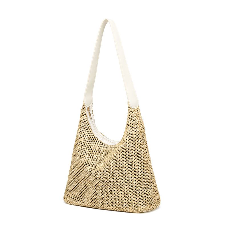 Women's Straw Tote Bag - Large Woven Beach Shoulder Bag For Women, Casual Boho Style_viptrois.com