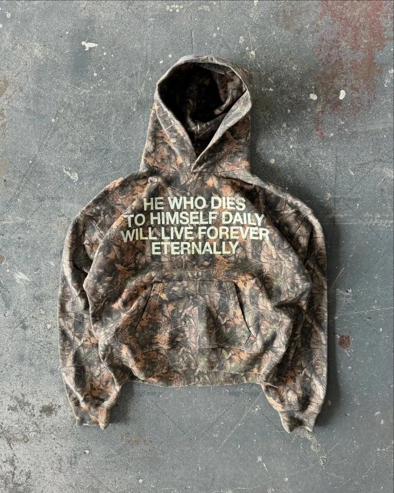 2024 Letter Print Hooded Pullover Sweatshirt Casual Loose New Hot-Selling Top_viptrois.com