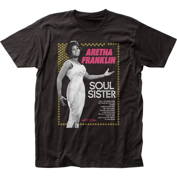 Aretha Franklin Soul Sister Mens T Shirt Mens Womens Tees Top Music Short Sleeve Tee Brand New Black_viptrois.com
