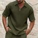 Men's Clothing New Polo Shirt Men's Casual Comfortable Jacquard Small Square Solid Color Lapel Sports Short Sleeve_viptrois.com