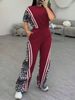 Animal Print Short Sleeve T-Shirt And Straight Leg Pants Lounge Set, Casual Two Piece Outfit For Women, Comfortable Daily Wear_viptrois.com